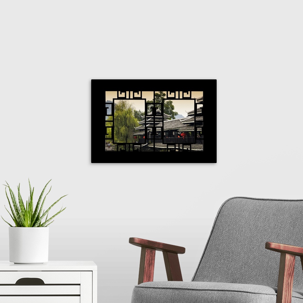 A modern room featuring Asian Window, Chinese Buddhist Temple, China 10MKm2 Collection.