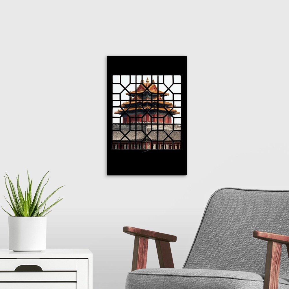 A modern room featuring Asian Window, Watchtower, Forbidden City, China 10MKm2 Collection.