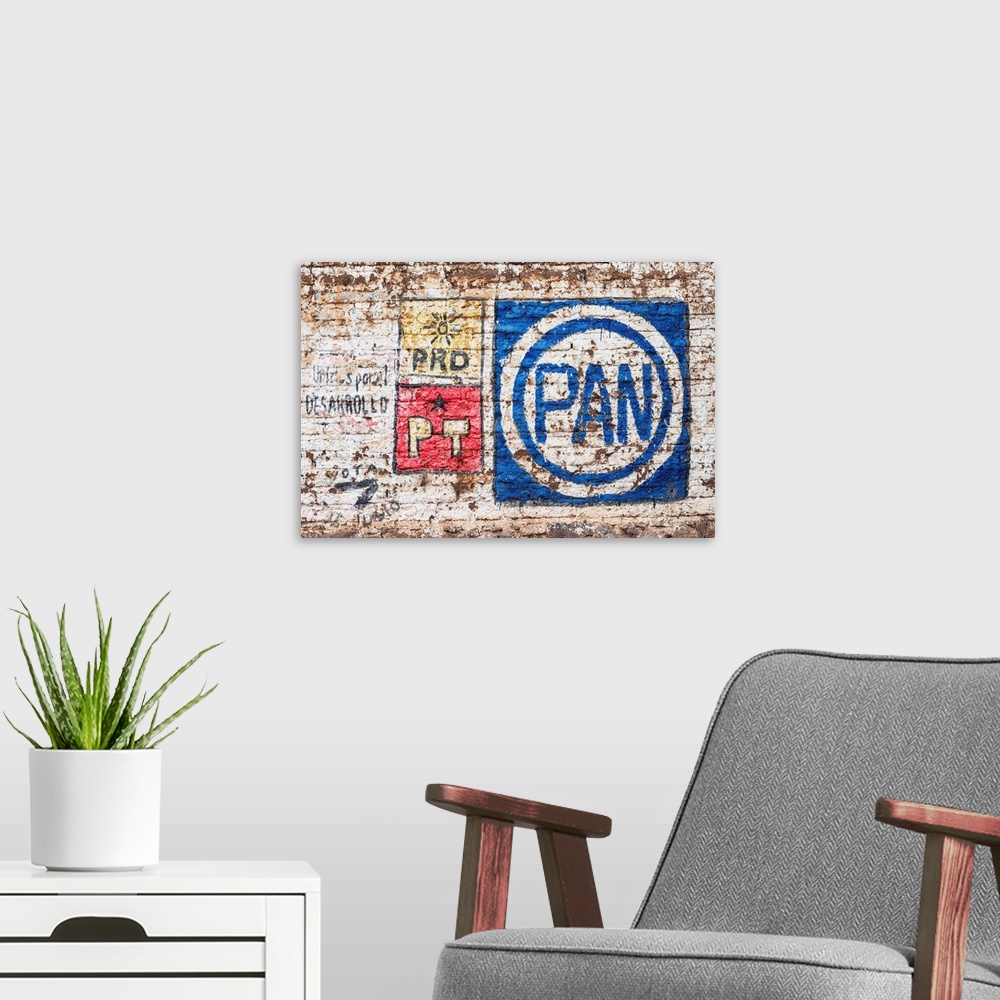 A modern room featuring Photograph of PAN (The National Action Party) street art. From the Viva Mexico Collection.