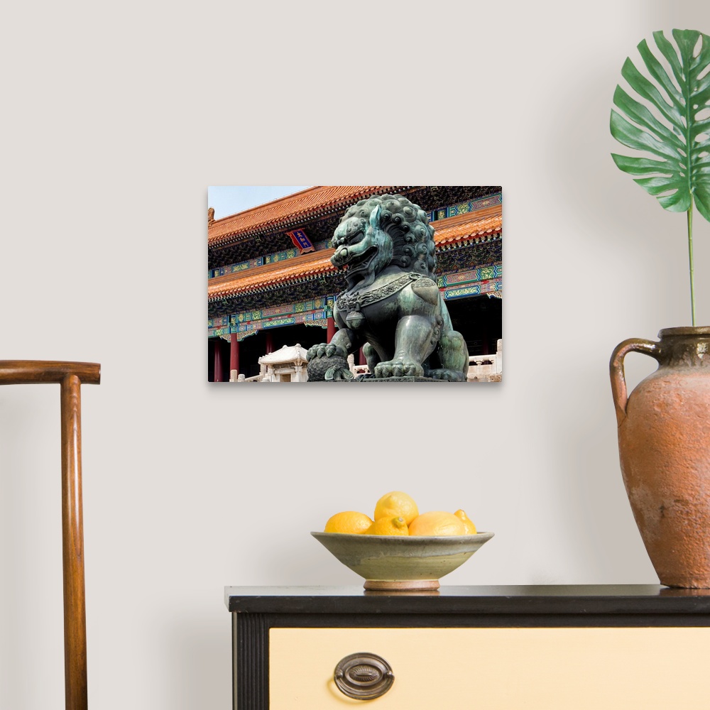 A traditional room featuring Bronze Chinese Lion in Forbidden City, China 10MKm2 Collection.