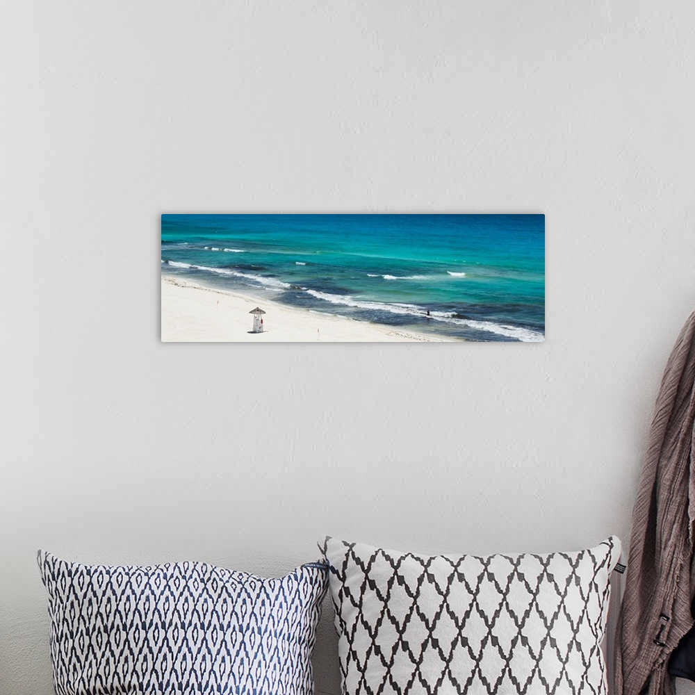 A bohemian room featuring Panoramic aerial photograph of the ocean in Cancun, Mexico. From the Viva Mexico Panoramic Collec...