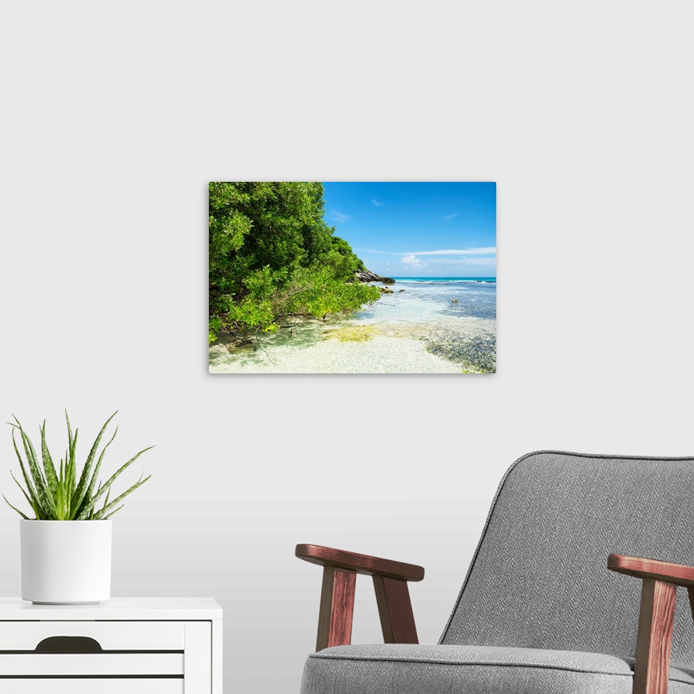 A modern room featuring Relaxing photograph of Isla Mujeres, Mexico. From the Viva Mexico Collection.