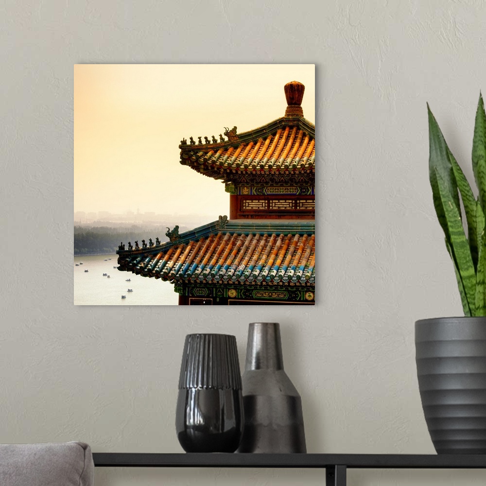 A modern room featuring Detail of Summer Palace at sunset, China 10MKm2 Collection.