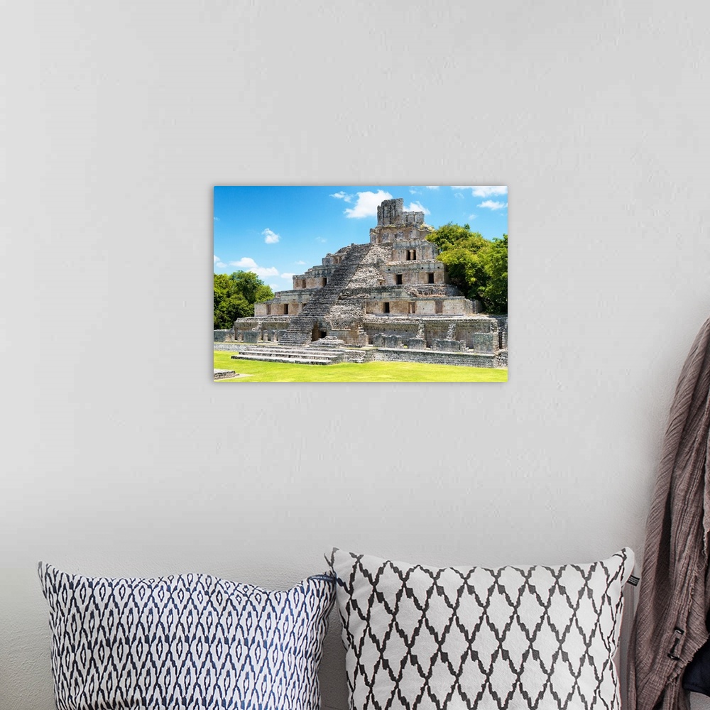 A bohemian room featuring Photograph of the ruins in Campeche at the Edzna Maya archaeological park, Mexico. From the Viva ...