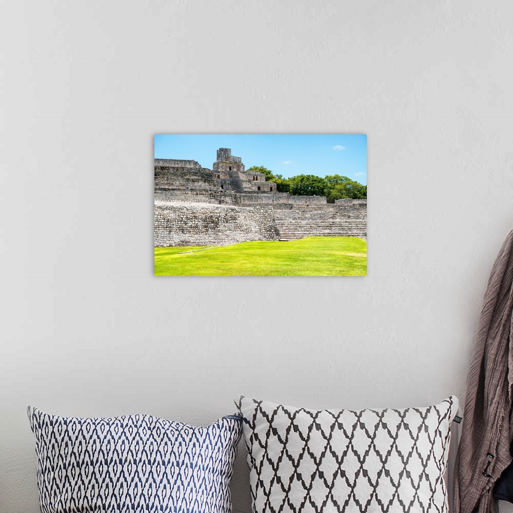A bohemian room featuring Photograph of Mayan Ruins at Edzna archaeological site in Campeche, Mexico. From the Viva Mexico ...