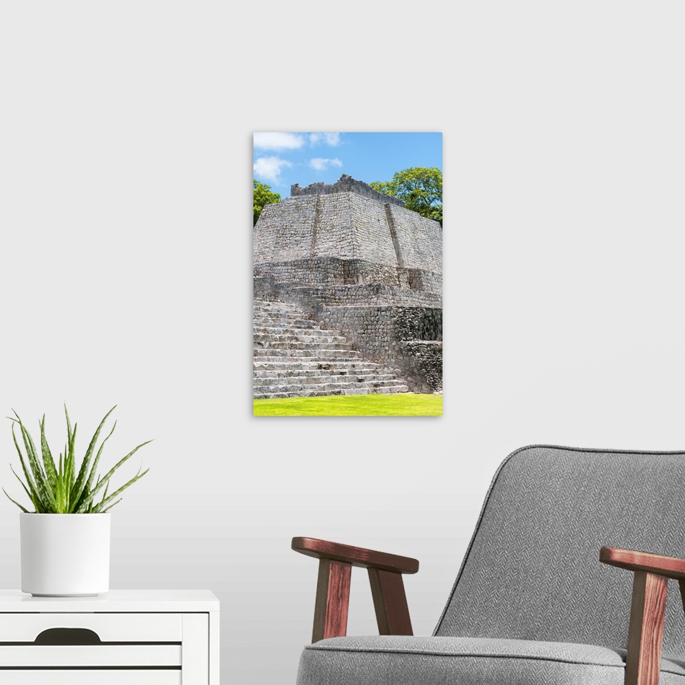 A modern room featuring Photograph from Edzna, archaeological site of the Mayan Ruins, Mexico. From the Viva Mexico Colle...
