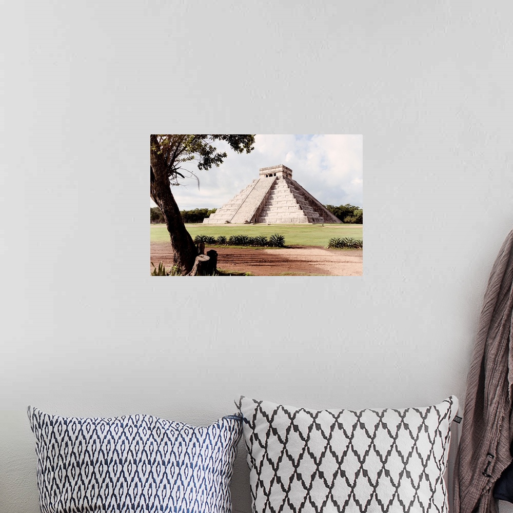 A bohemian room featuring Photograph of El Castillo Pyramid in  Chichen Itza, Yucat?n, Mexico. From the Viva Mexico Collect...