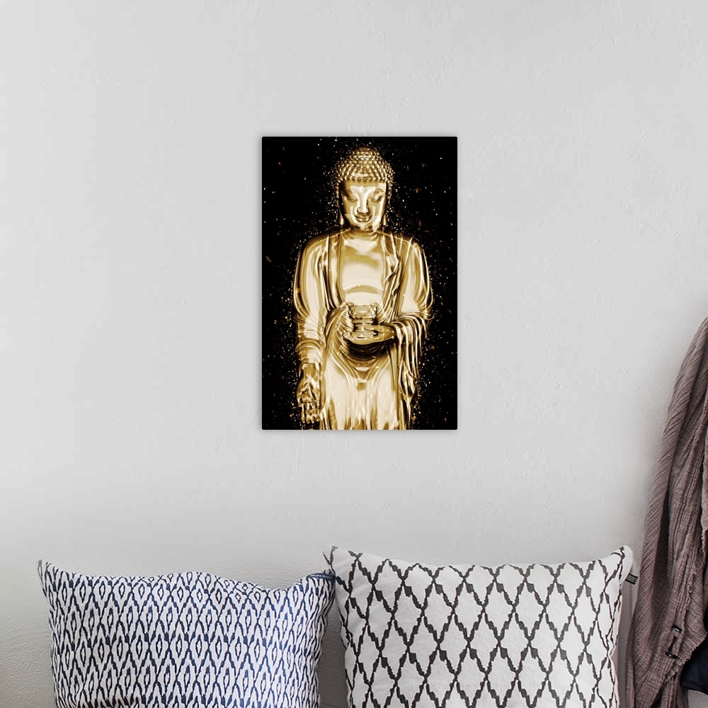 A bohemian room featuring Part of Philippe Hugonnard's Golden Wall Art Series.