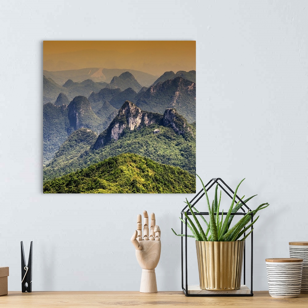 A bohemian room featuring Guilin National Park at Sunset, China 10MKm2 Collection.