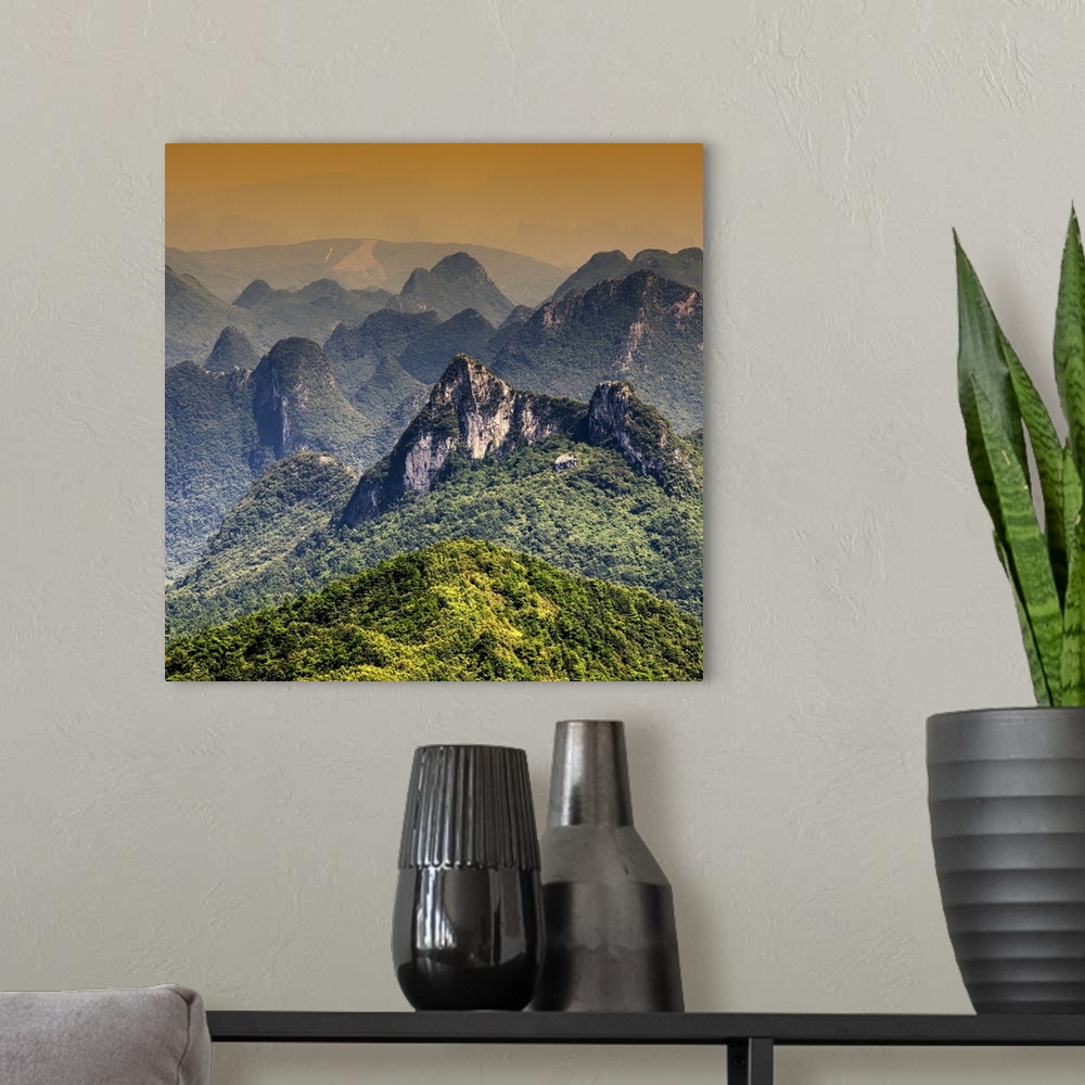 A modern room featuring Guilin National Park at Sunset, China 10MKm2 Collection.