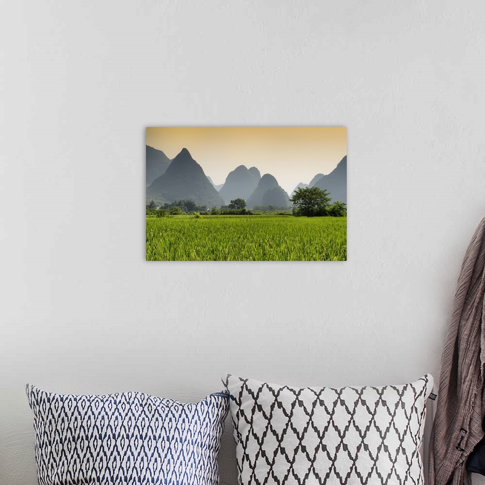 A bohemian room featuring Karst Mountains in Yangshuo, China 10MKm2 Collection.