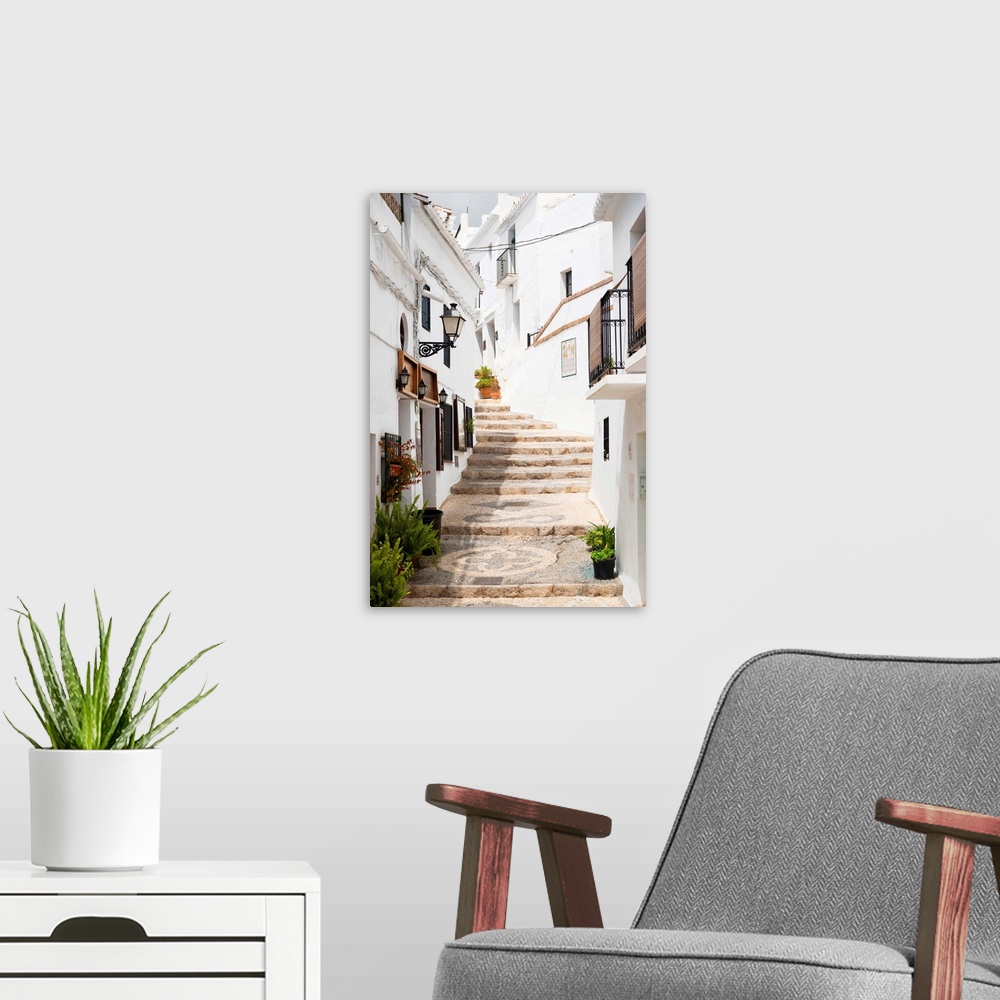 A modern room featuring These are stairs in the white city of Mijas, Spain.