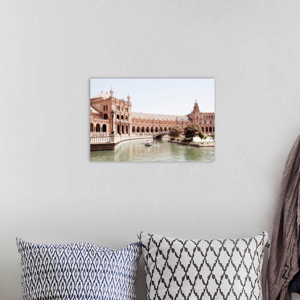 A bohemian room featuring It's the beautiful Plaza de Espana (Spain Square) with the Palace and the bridge on the canal in ...