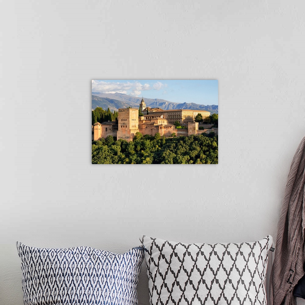 A bohemian room featuring It's a view of the Alhambra of Granada in Andalusia (Spain).