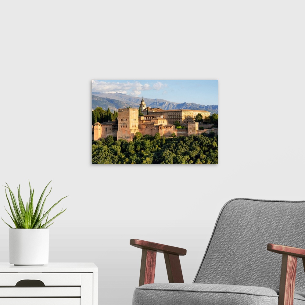 A modern room featuring It's a view of the Alhambra of Granada in Andalusia (Spain).