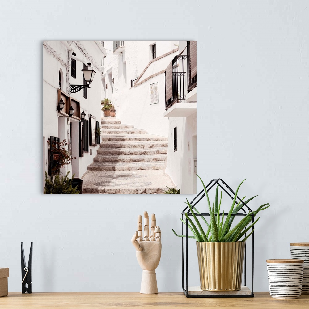 A bohemian room featuring These are stairs in the white city of Mijas, Spain.