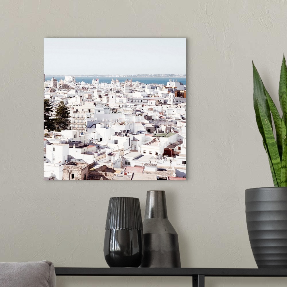 A modern room featuring It's a view of the beautiful city of Cadiz in Spain.