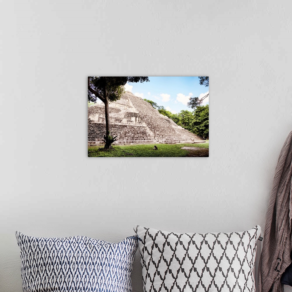 A bohemian room featuring Photograph of an ancient Maya Pyramid in Mexico. From the Viva Mexico Collection.