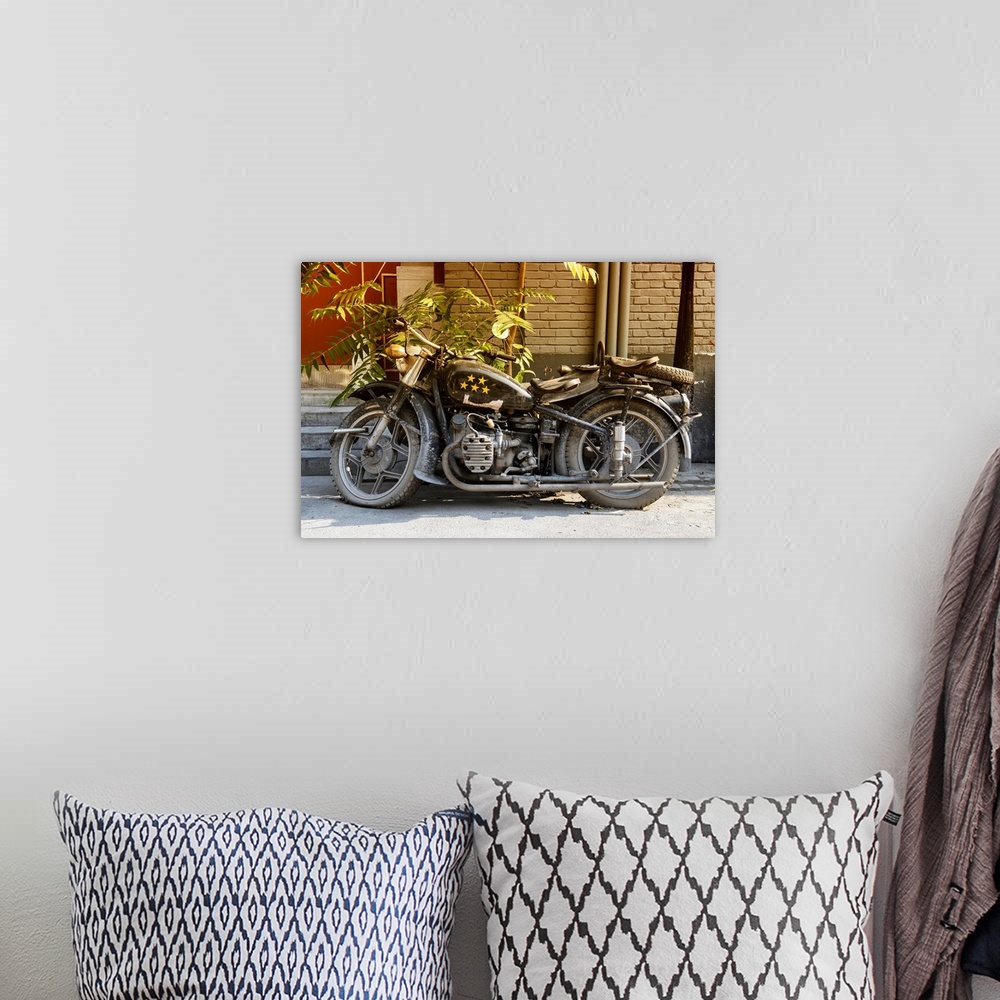 A bohemian room featuring Motorcycle Five Stars, China 10MKm2 Collection.