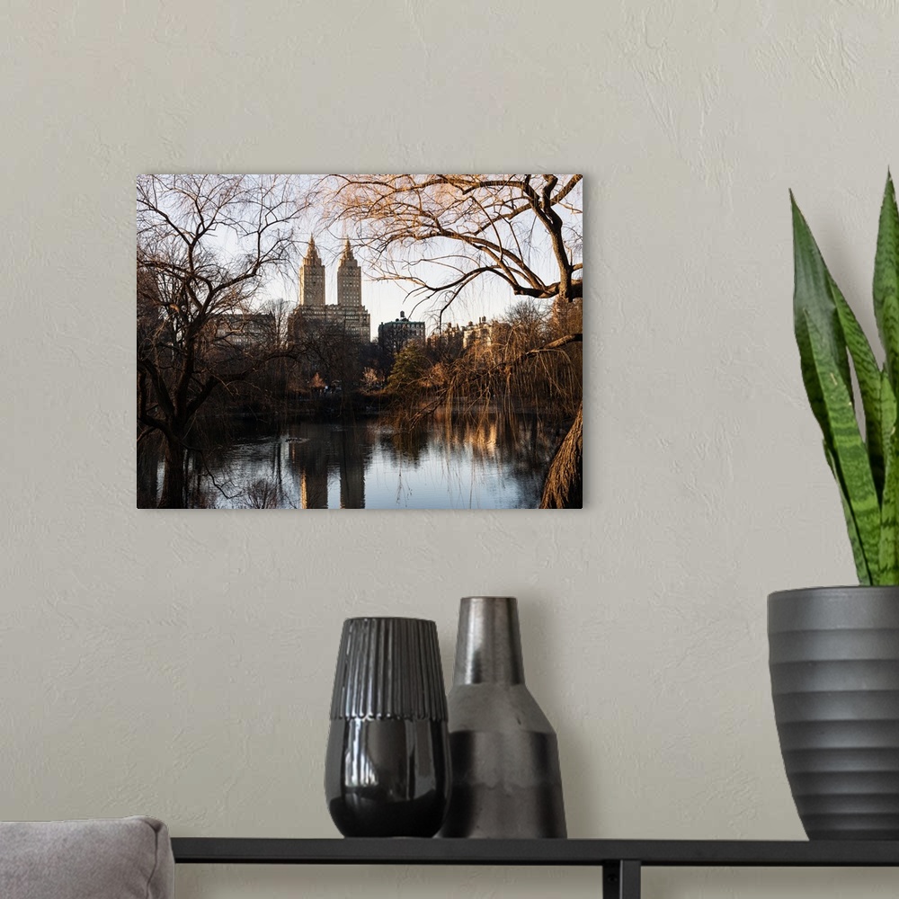 A modern room featuring Photograph of the Eldorado building seen from Central Park, New York city.