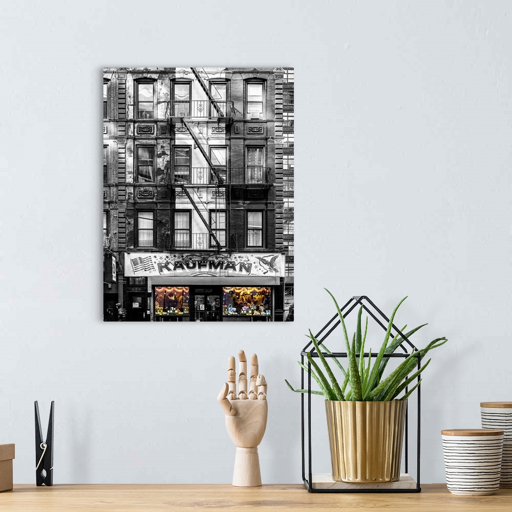 A bohemian room featuring A photograph of New York city urban life.