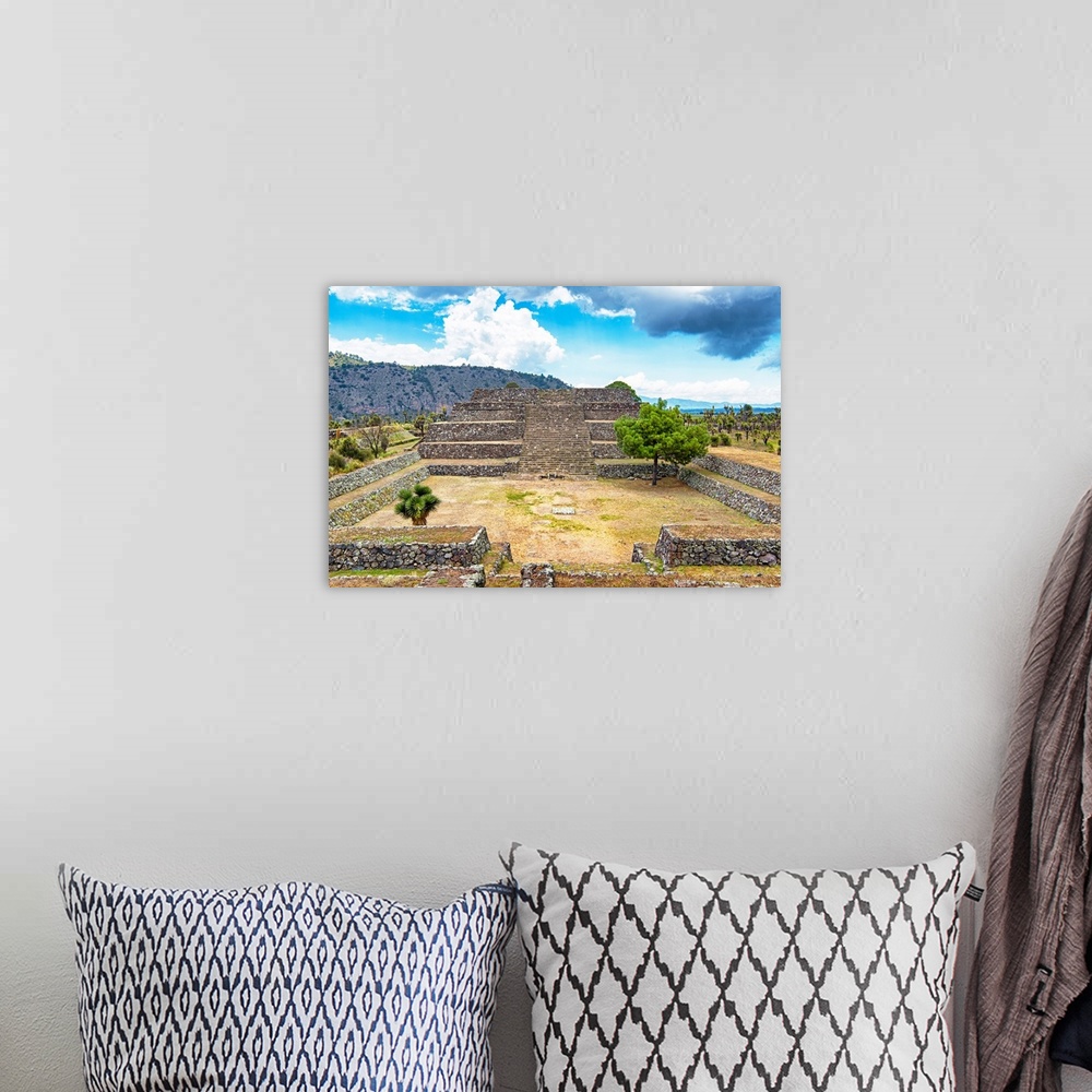 A bohemian room featuring Photograph of the Pyramid of Cantona in Puebla, Mexico. From the Viva Mexico Collection.