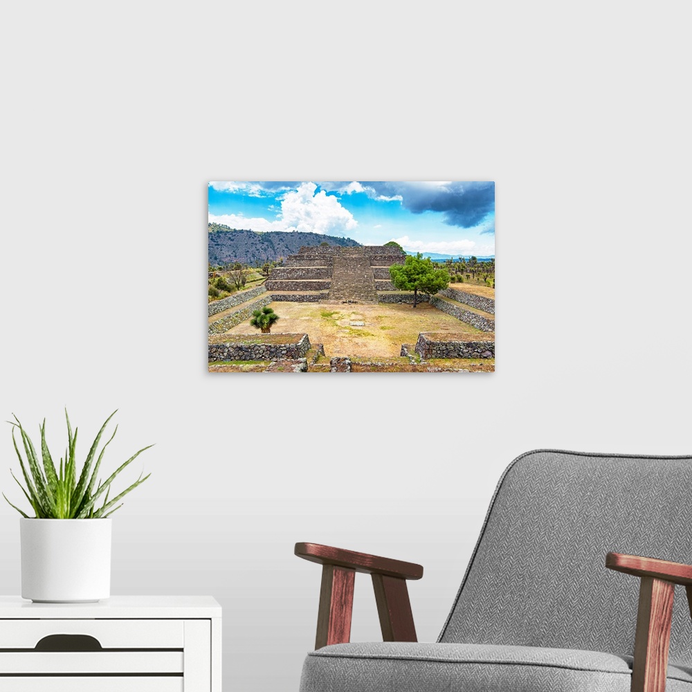 A modern room featuring Photograph of the Pyramid of Cantona in Puebla, Mexico. From the Viva Mexico Collection.