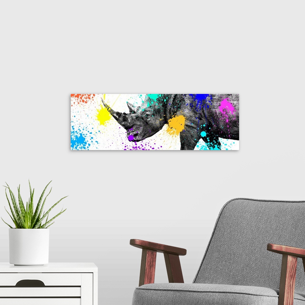 A modern room featuring Colourful and stylised, Safari Colors Pop adds a bright, modern touch to minimalist portraits of ...