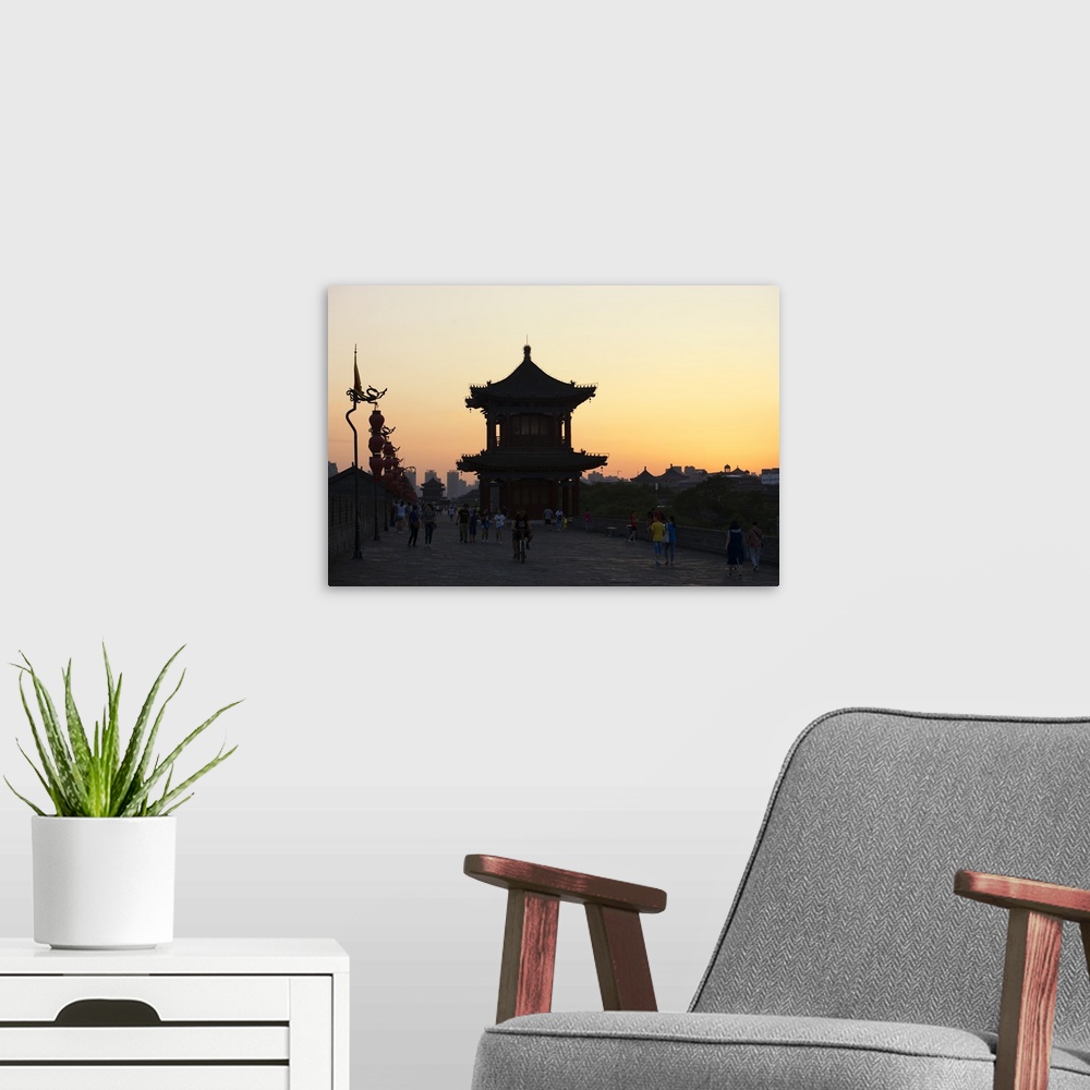 A modern room featuring Shadows of the City Walls at sunset, Xi'an City, China 10MKm2 Collection.