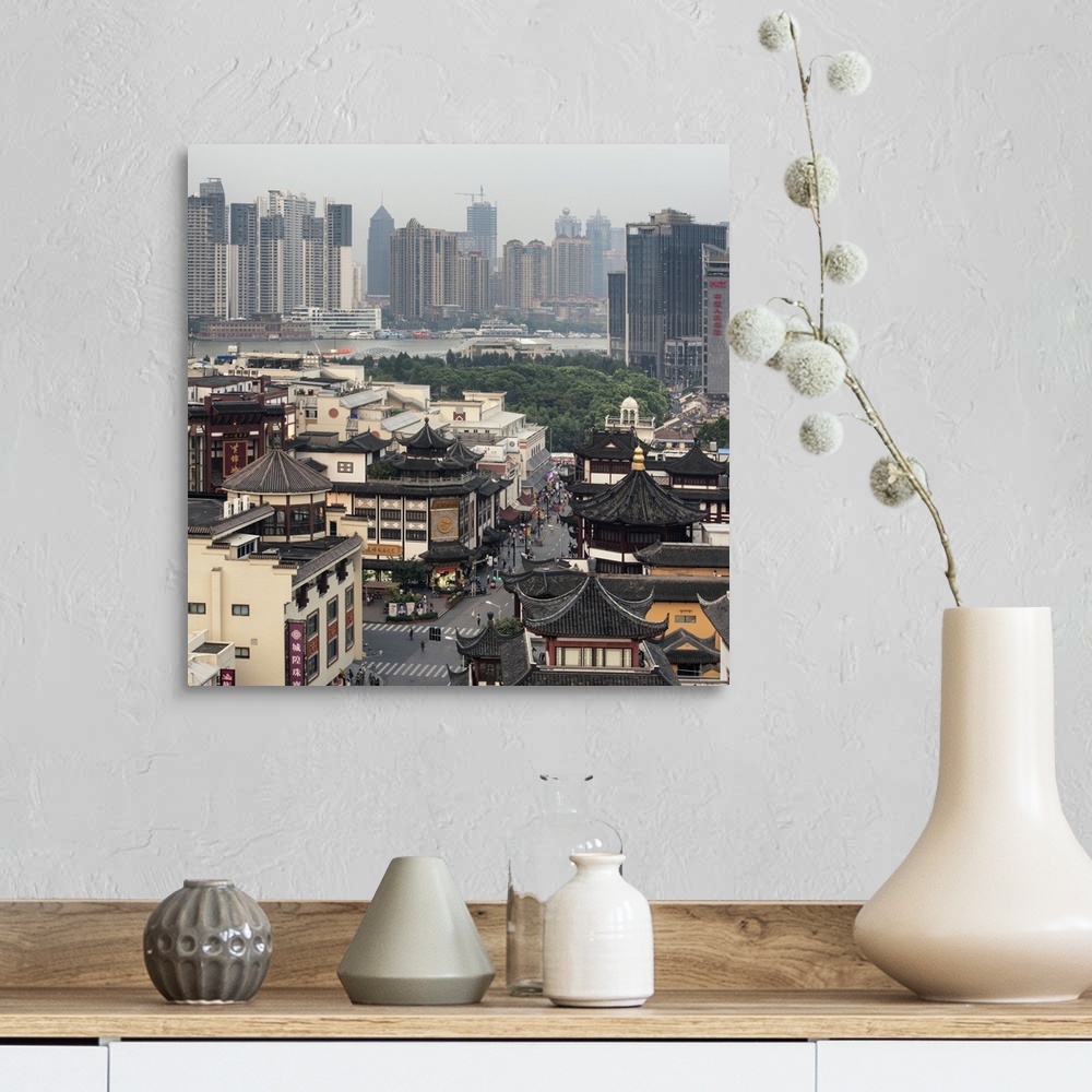 A farmhouse room featuring Shanghai Cityscape, China 10MKm2 Collection.