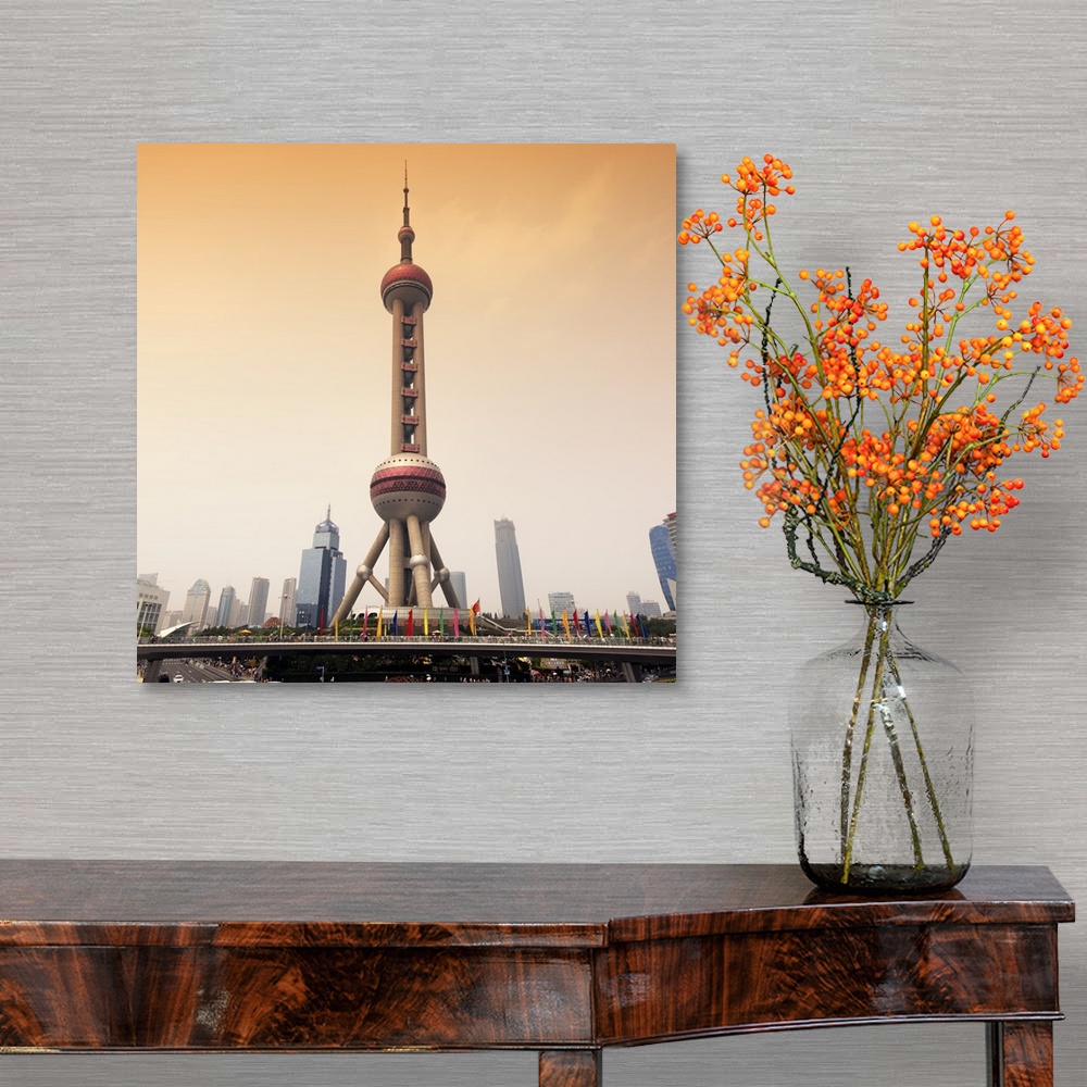 A traditional room featuring Shanghai Oriental Pearl Tower, China 10MKm2 Collection.