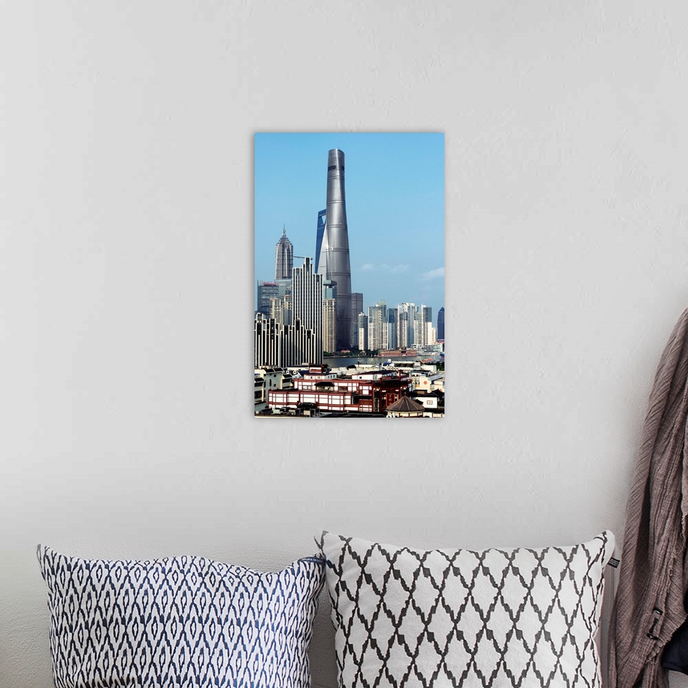 A bohemian room featuring Shanghai Tower, China 10MKm2 Collection.