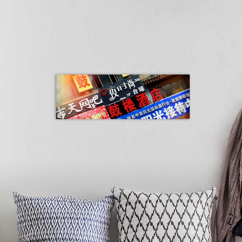 A bohemian room featuring Street Signs, China 10MKm2 Collection.