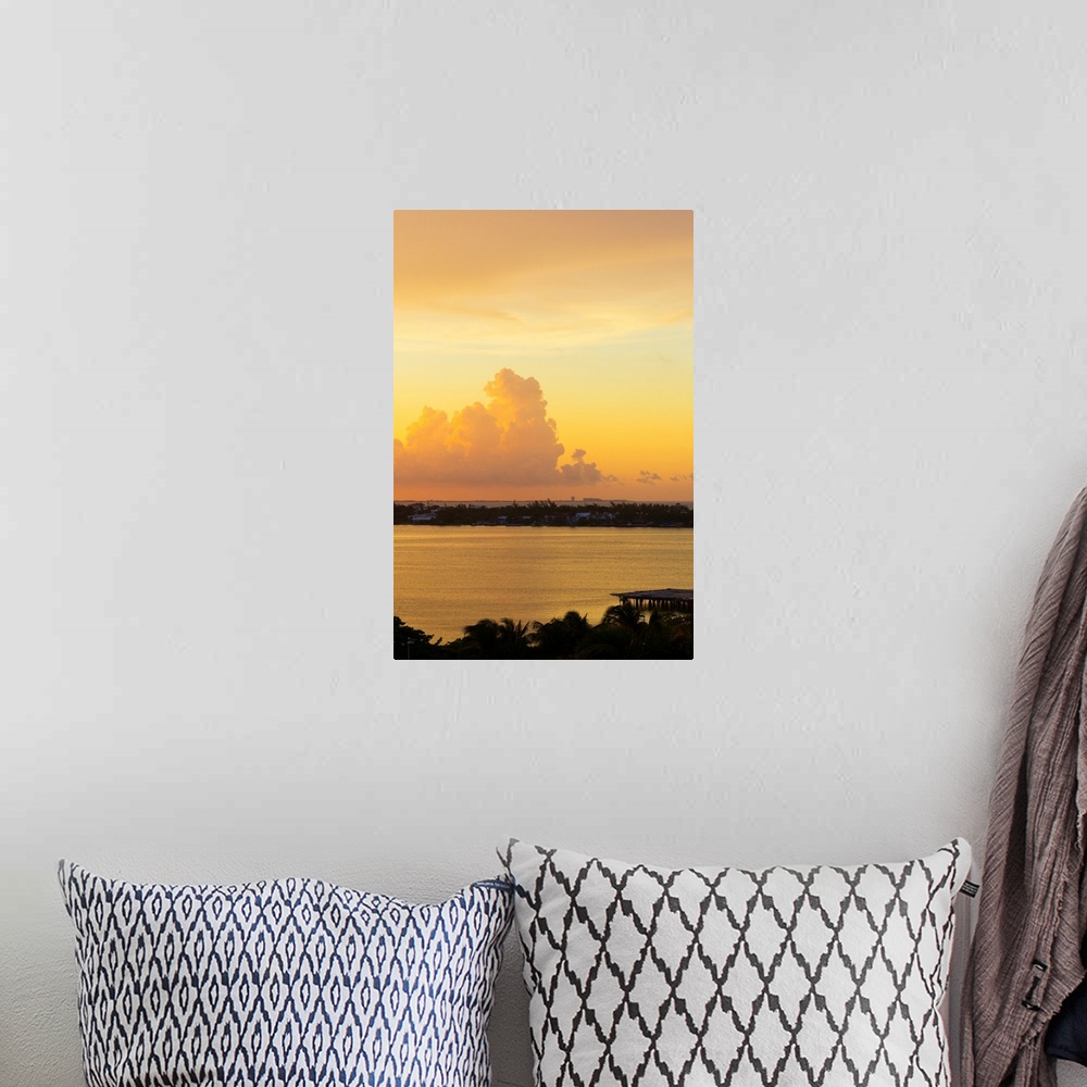 A bohemian room featuring Photograph of a beautiful orange, pink, and yellow sunset over Cancun, Mexico. From the Viva Mexi...