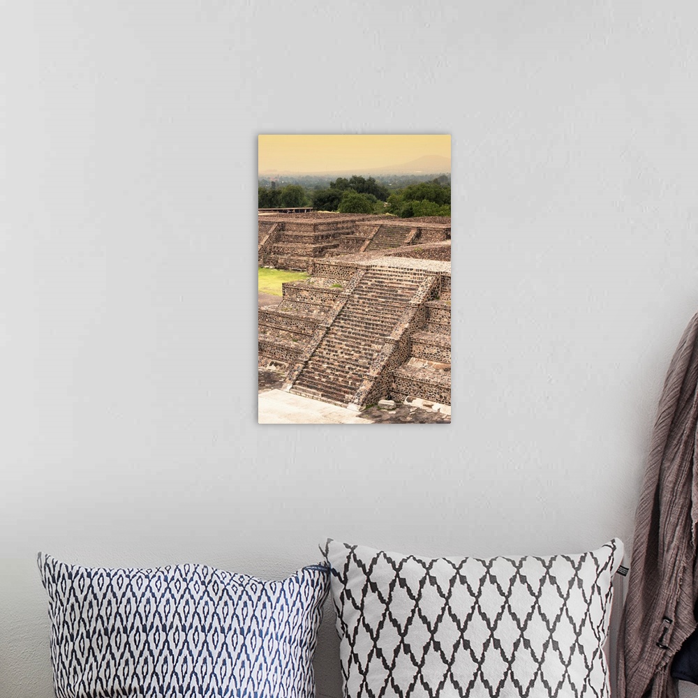 A bohemian room featuring Photograph of the Teotihuacan Pyramids, Pyramid of the Sun, in Mexico. From the Viva Mexico Colle...