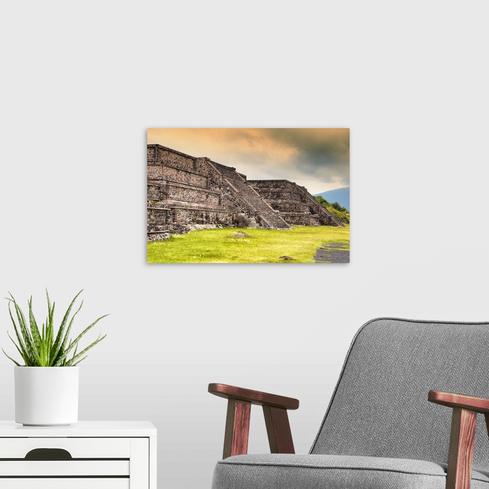 A modern room featuring Photograph of the Teotihuacan Pyramids, Mexico. From the Viva Mexico Collection.