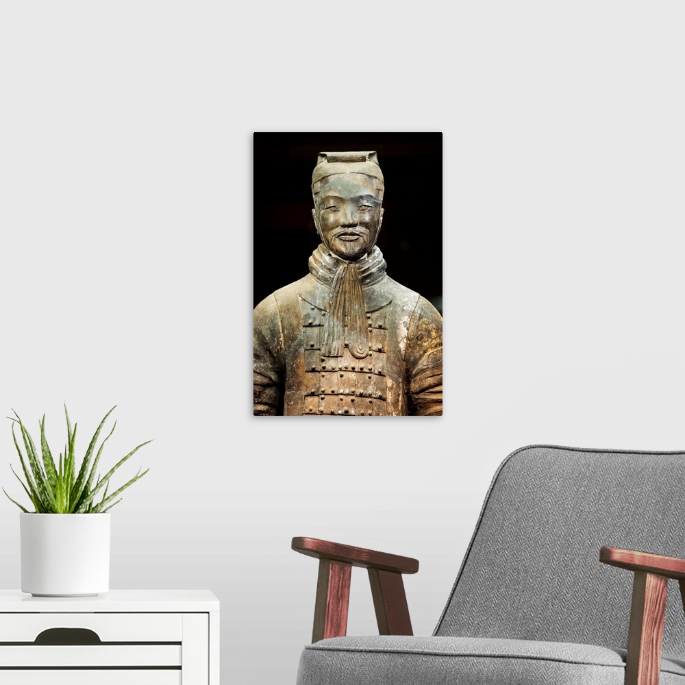 A modern room featuring Terracotta Warriors, China 10MKm2 Collection.