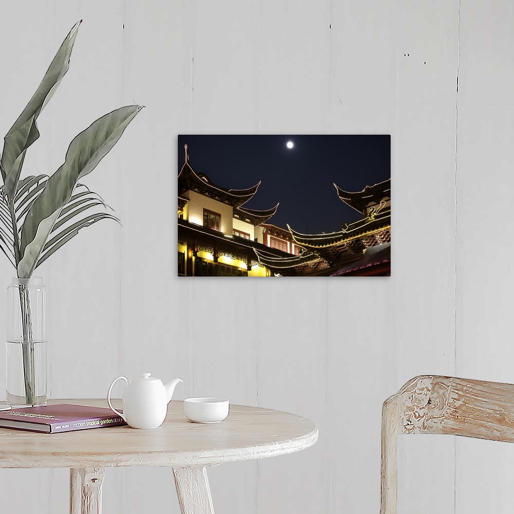 A farmhouse room featuring Traditional Architecture in Yuyuan Garden at night, Shanghai, China 10MKm2 Collection.