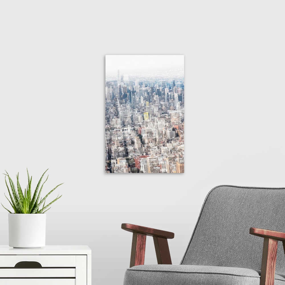 A modern room featuring New York and its symbolic architecture, the numerous urban perspectives and the surprising white ...