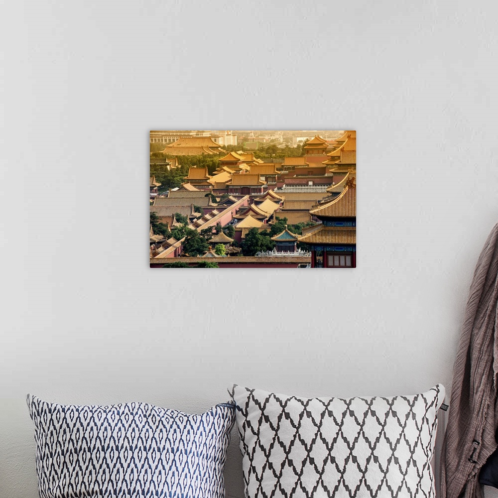 A bohemian room featuring View of the roofs of Forbidden City, China 10MKm2 Collection.