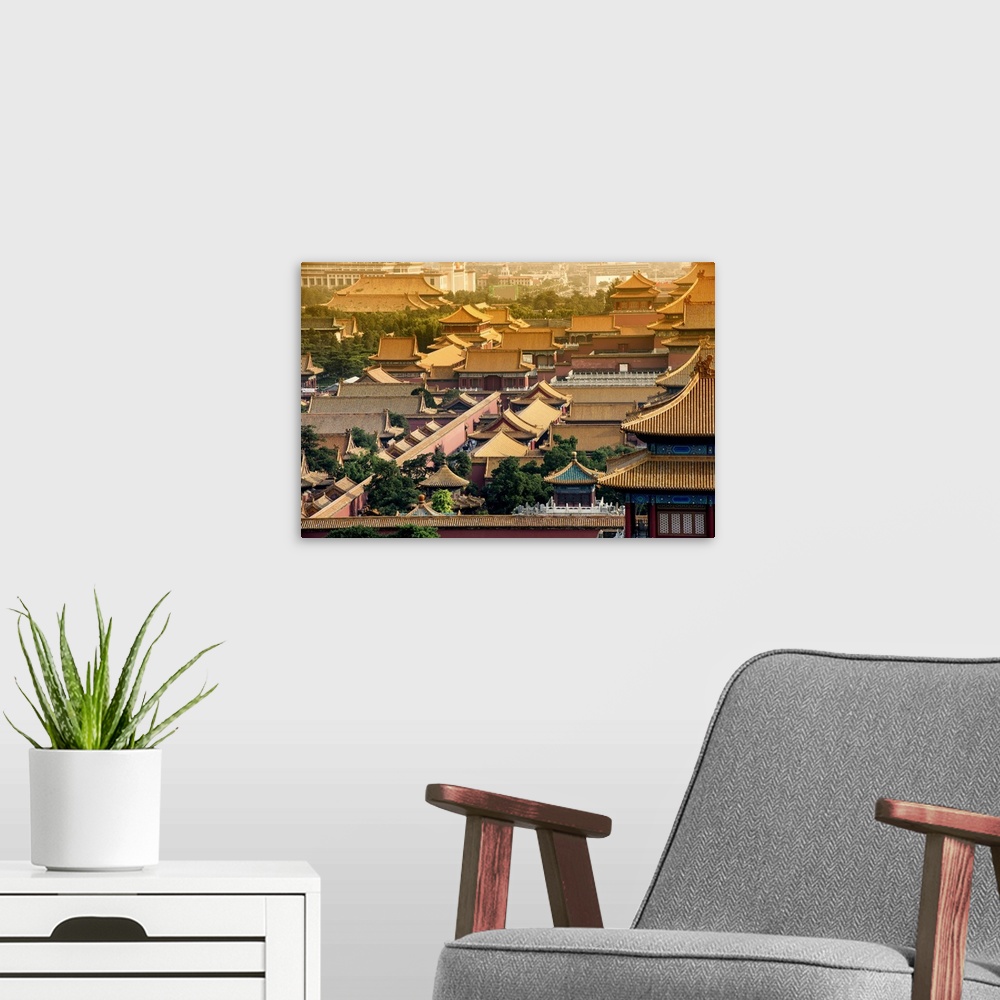 A modern room featuring View of the roofs of Forbidden City, China 10MKm2 Collection.