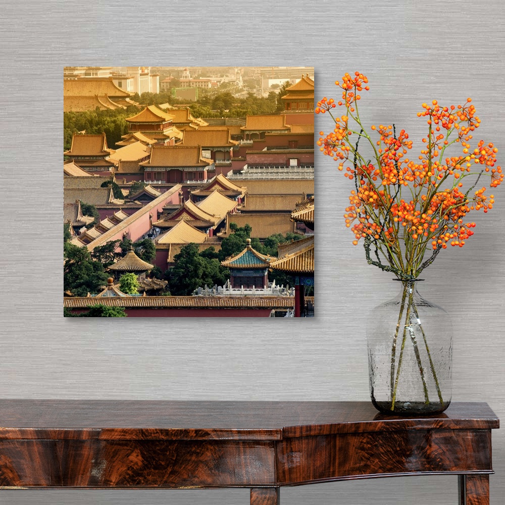 A traditional room featuring View of the roofs of Forbidden City, China 10MKm2 Collection.