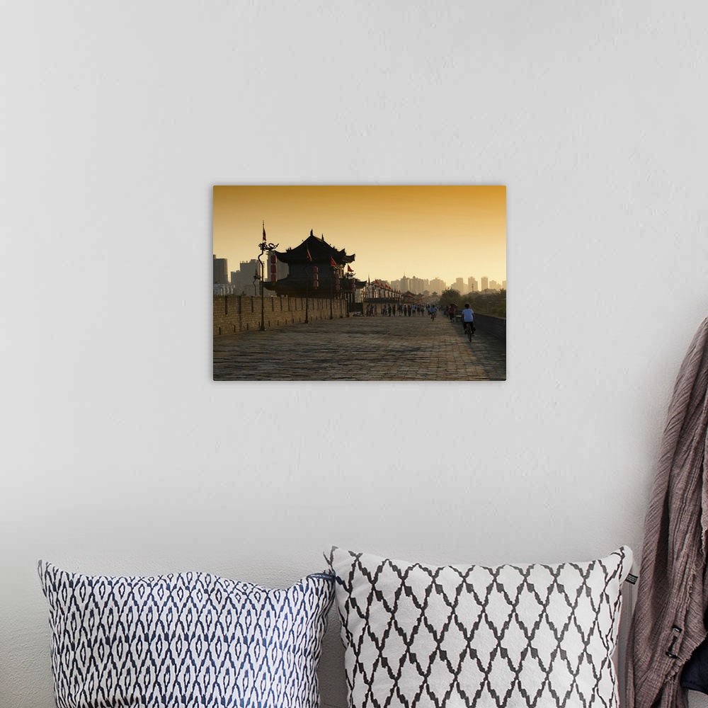 A bohemian room featuring Walk on the City Walls at sunset, Xi'an City, China 10MKm2 Collection.