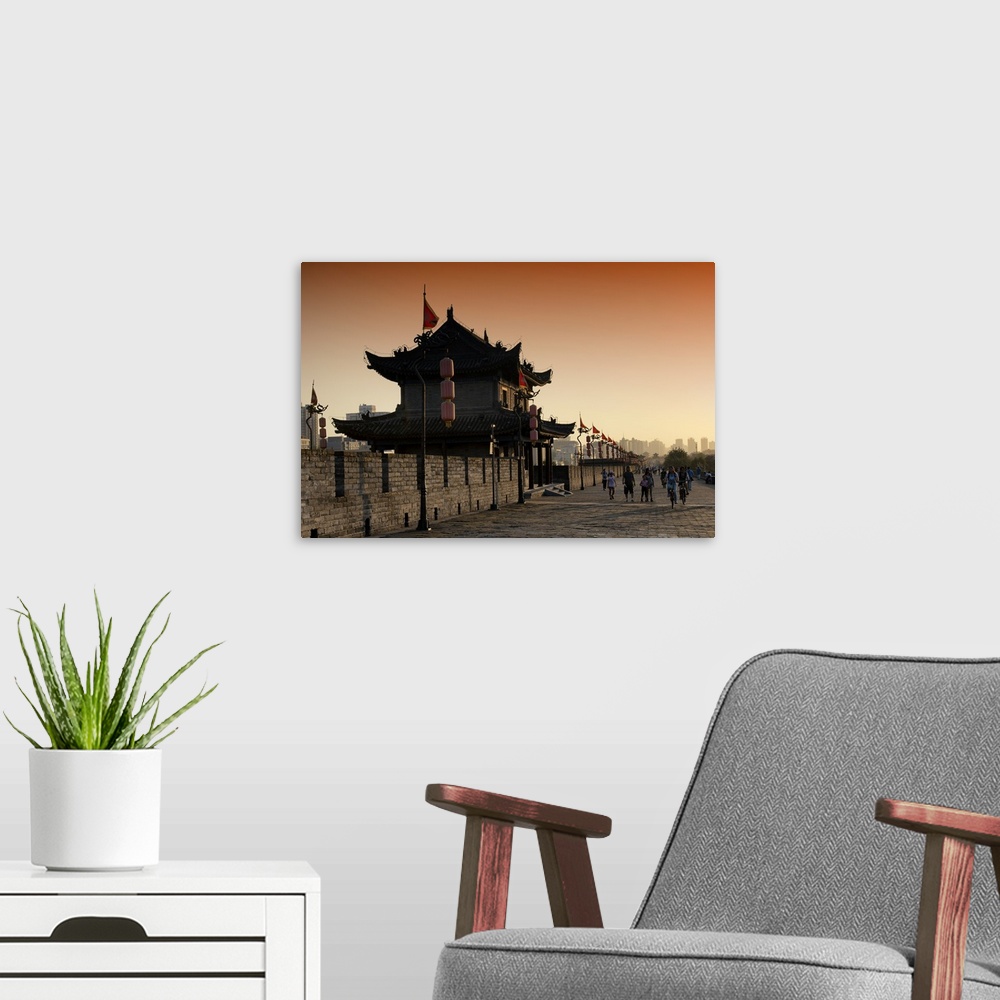 A modern room featuring Walk on the City Walls at sunset, Xi'an City, China 10MKm2 Collection.
