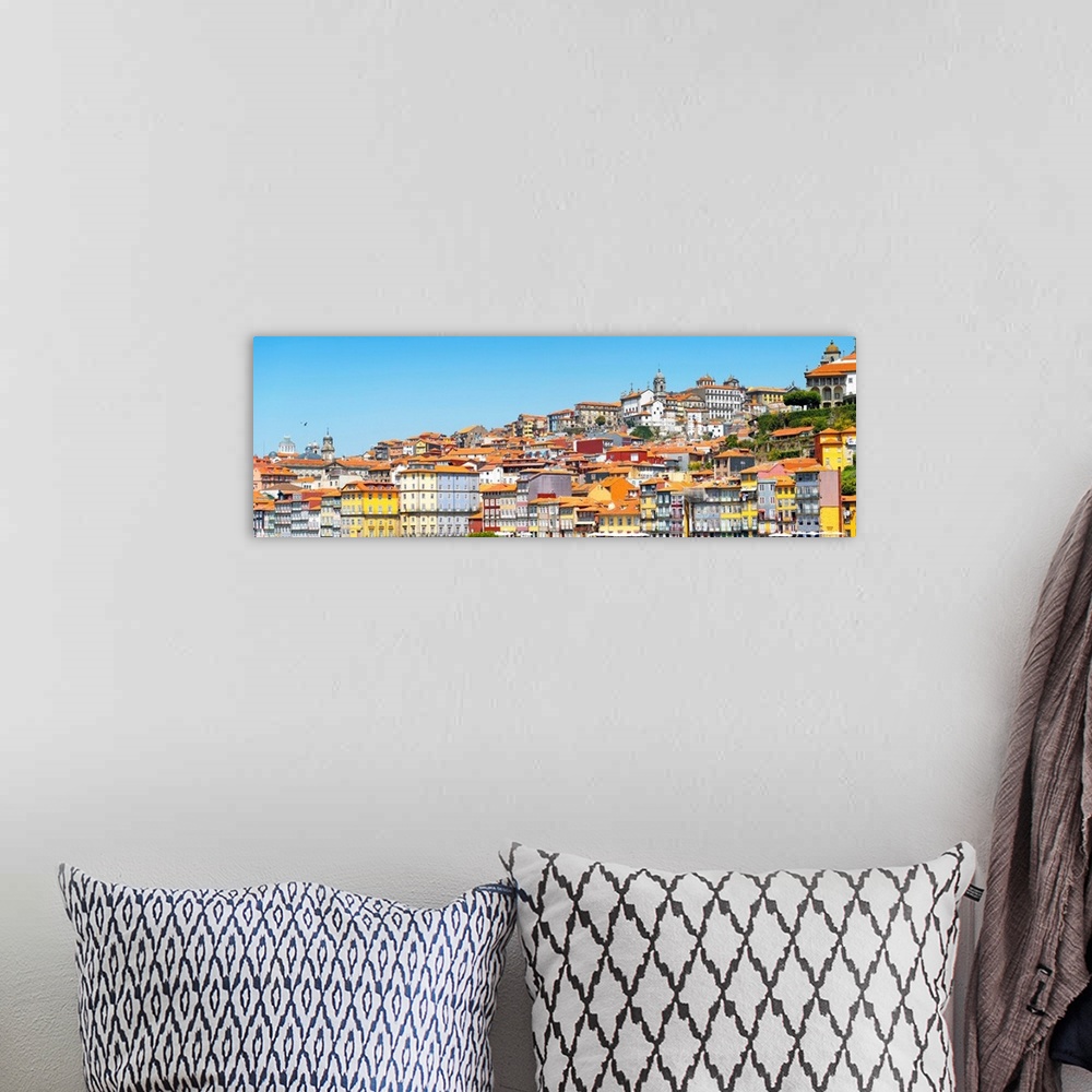 A bohemian room featuring It's a landscape picture of the city of Porto (Portugal) along the Douro River and the medieval d...