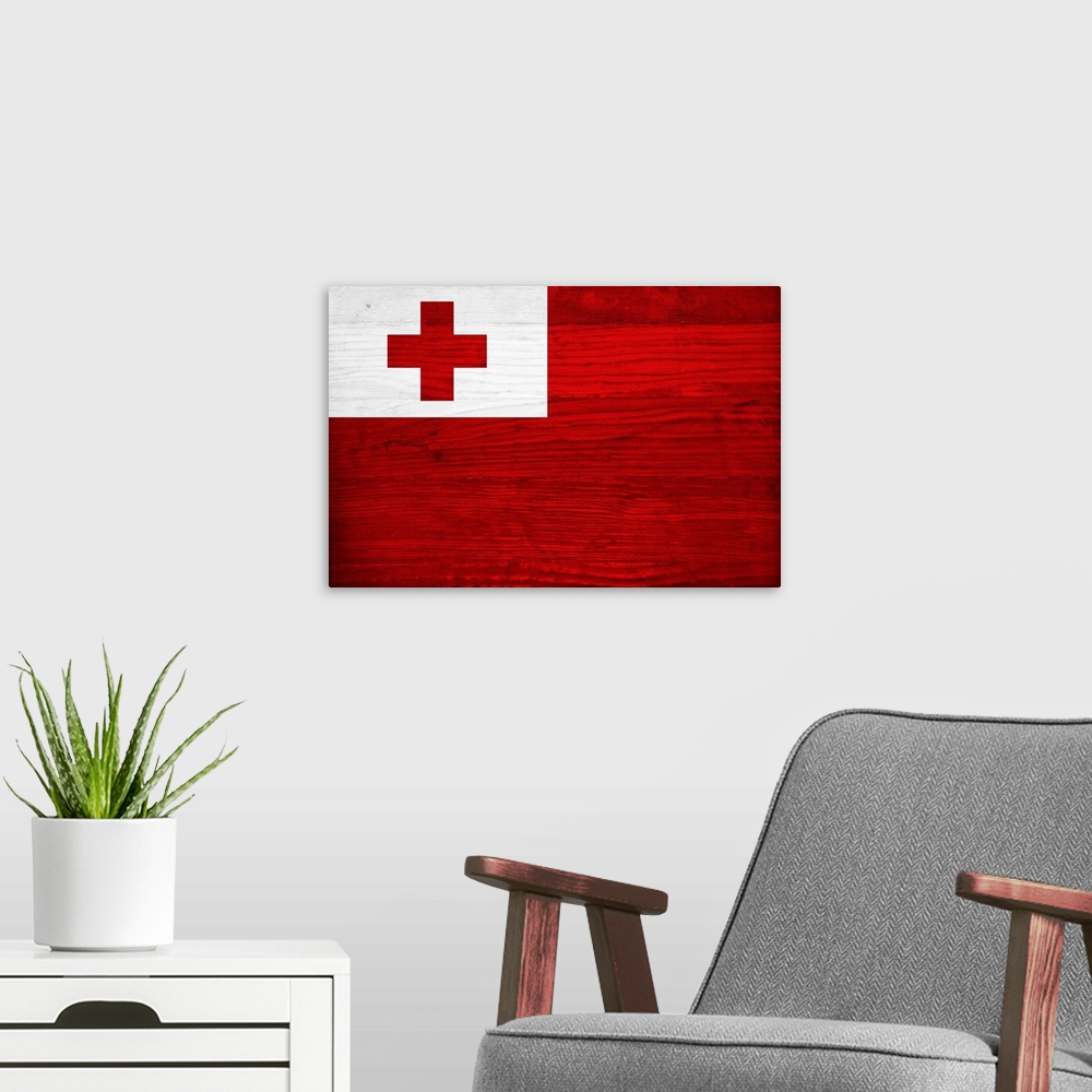 A modern room featuring Flags of the world with a wood grain texture.