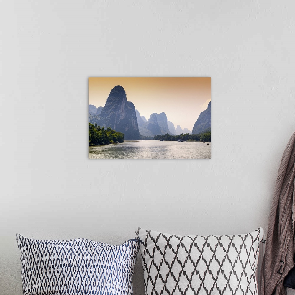 A bohemian room featuring Yangshuo Li River, China 10MKm2 Collection.