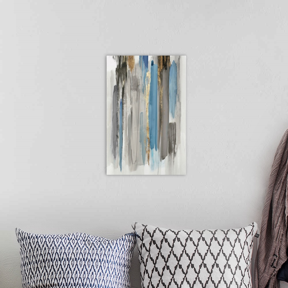 A bohemian room featuring Blue Abstract Lines II