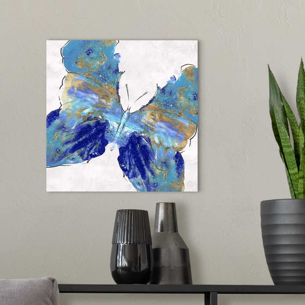 A modern room featuring Blue Butterfly