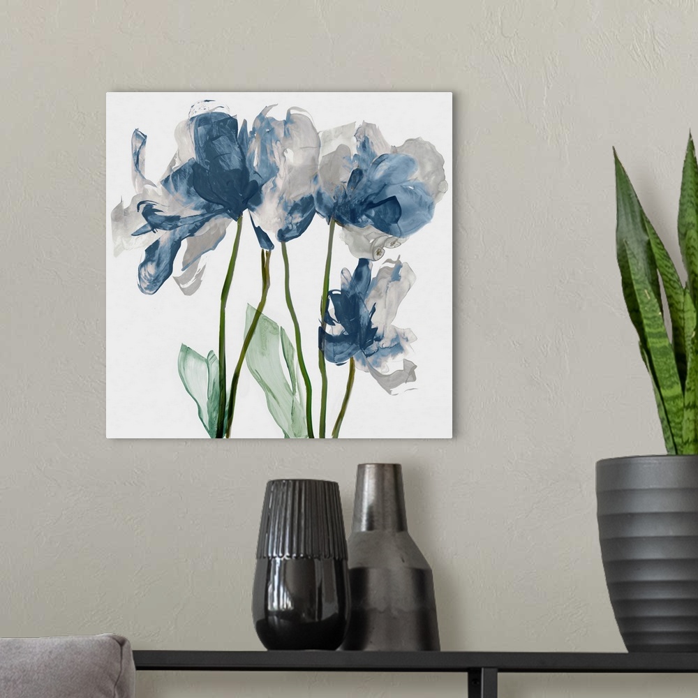A modern room featuring Blue Floral Radiance I